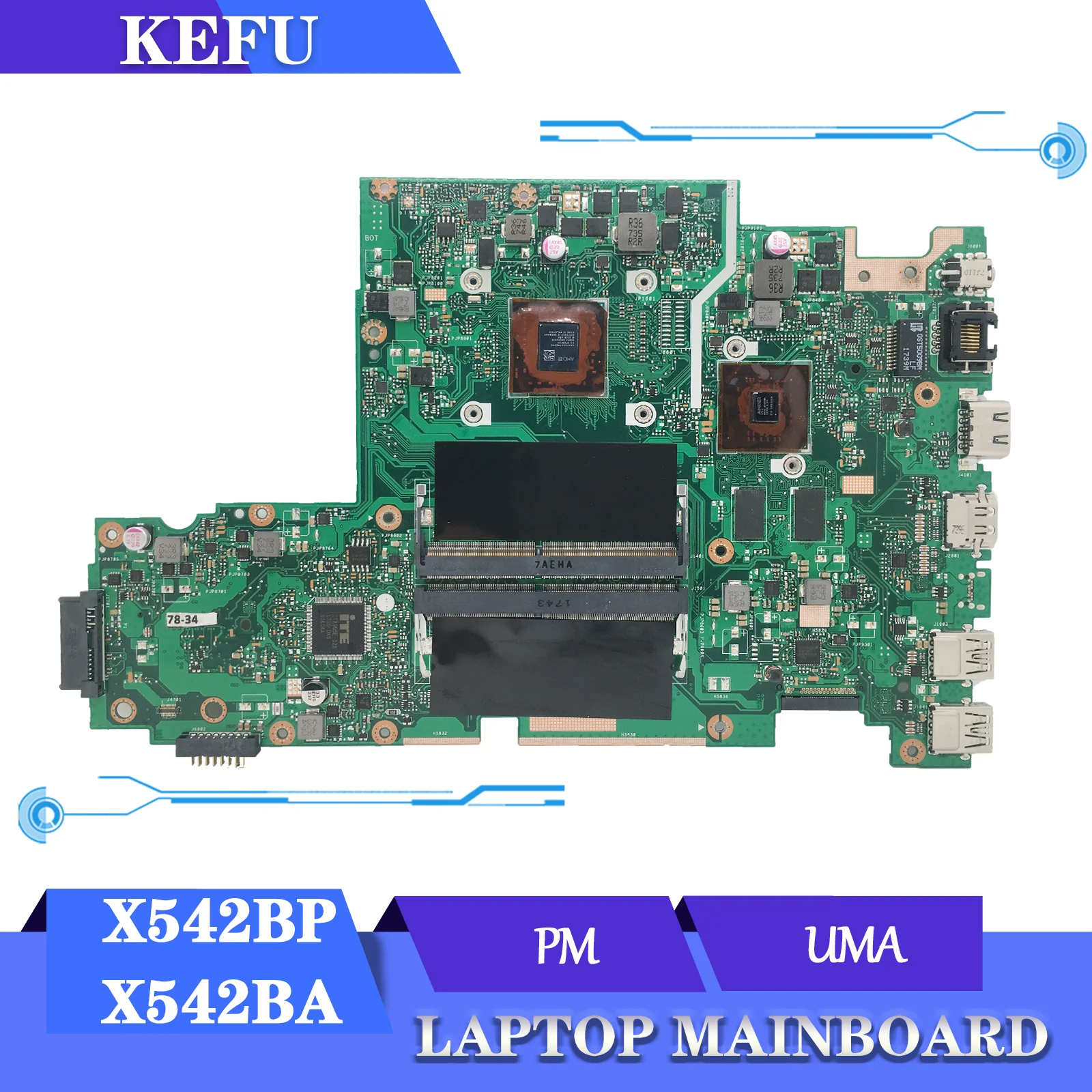 KEFU X542BP дънна Платка За лаптоп Asus X542B X542BA A580B K580B дънна Платка E2 A6 A9 Процесор UMA/PM DDR4