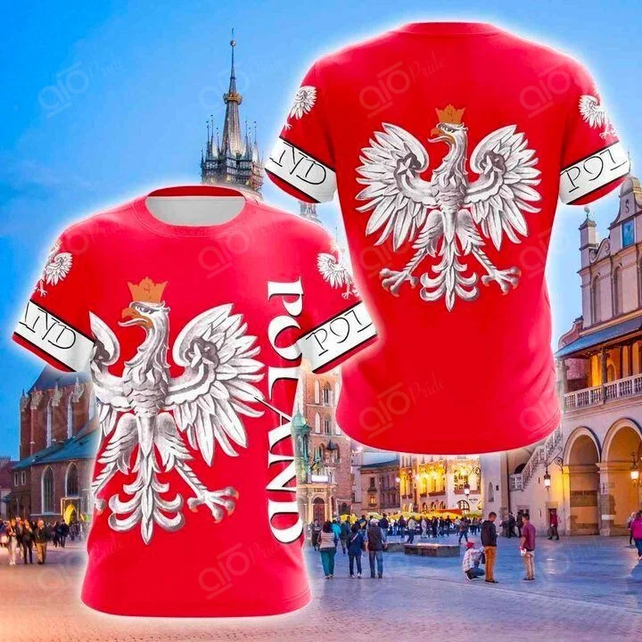 Полша Националната Емблема Унисекс Облекло За Възрастни Риза 3D Hoody Полша Персонализирани Тениски, 3D Риза с къси ръкави