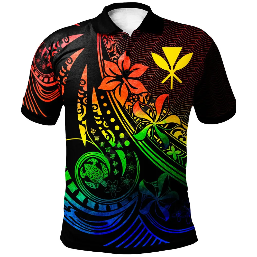 Хавайска риза с къси ръкави The Flow Of The Ocean, Цвят на Дъгата, Поло Риза с 3D Принтом, Мъжки и Дамски Лятна тениска с къс ръкав