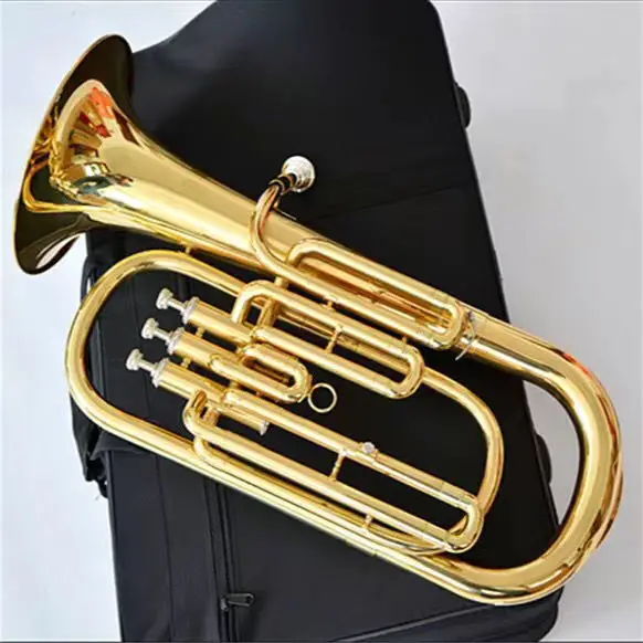 Японският оригинал 110 Месинг позлатен баритоно Си бемол тенор професионален тон три ключ эуфониум инструмент тръба рог