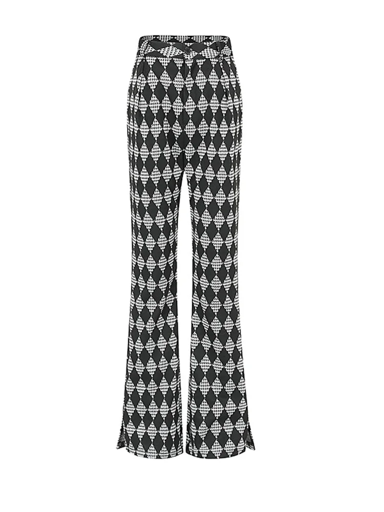 Висока Талия-Черно Каре High Street FlaresTrousers Нови Панталони Свободно Намаляване На Дамска Мода Прилив На Пролет Есен 2022 N625